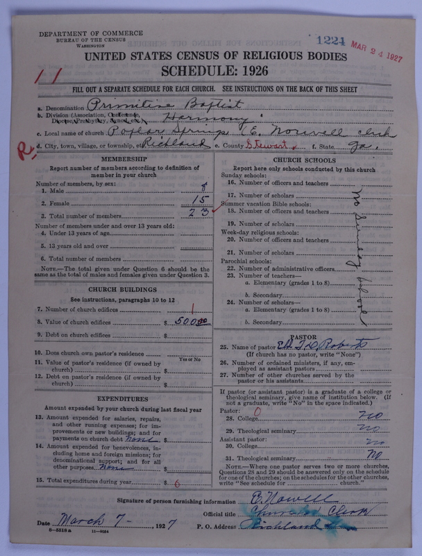Scan of Primitive Baptists: 1224