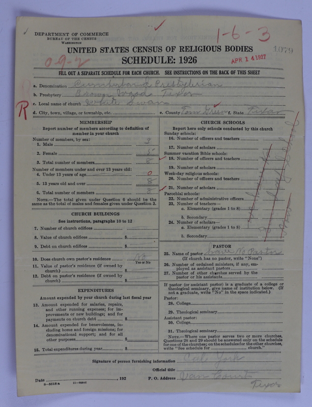 Scan of Cumberland Presbyterian Church: 1079