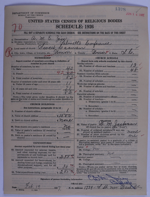Scan of African Methodist Episcopal Zion Church: 1378