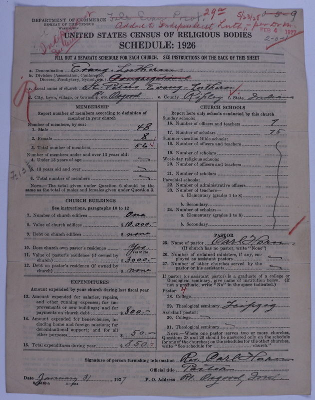 Scan of Independent Lutheran Congregations: 29a
