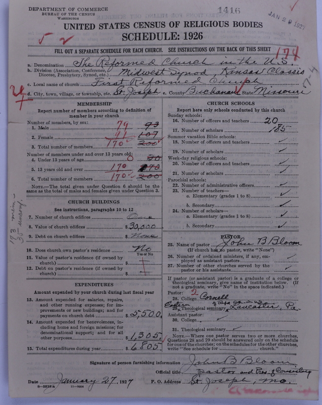Scan of Reformed Church in the United States: 1416