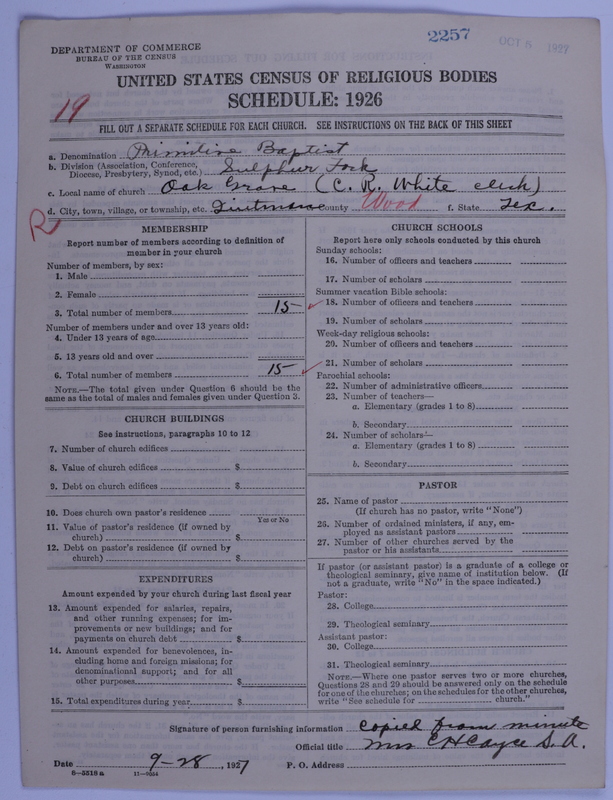 Scan of Primitive Baptists: 2257