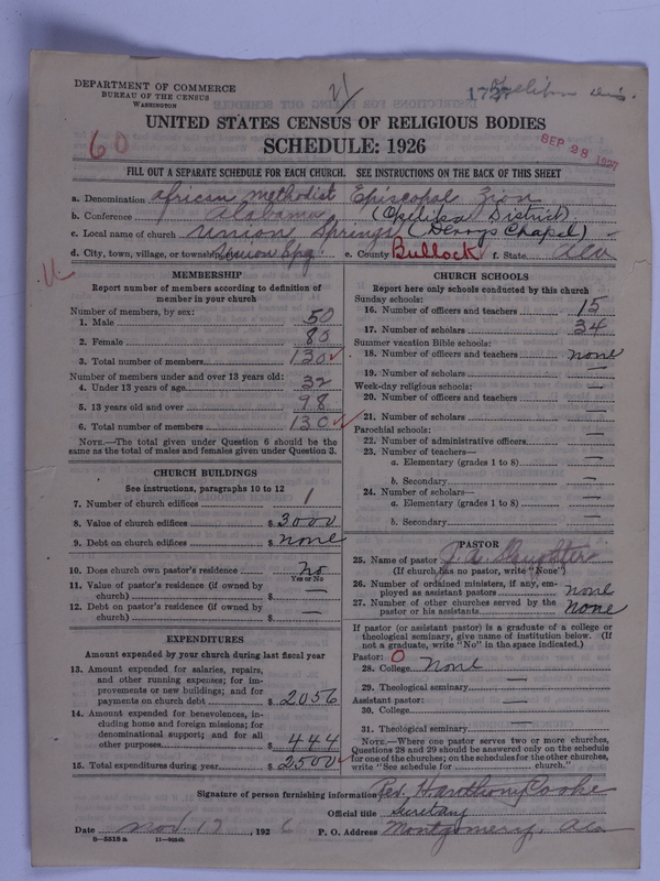 Scan of African Methodist Episcopal Zion Church: 1727