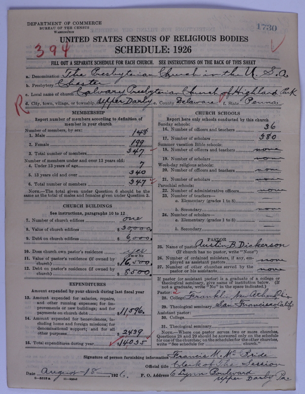 Scan of Presbyterian Church in the United States of America: 1730