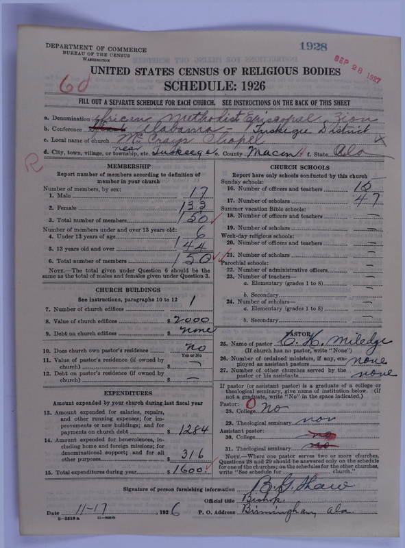 Scan of African Methodist Episcopal Zion Church: 1928