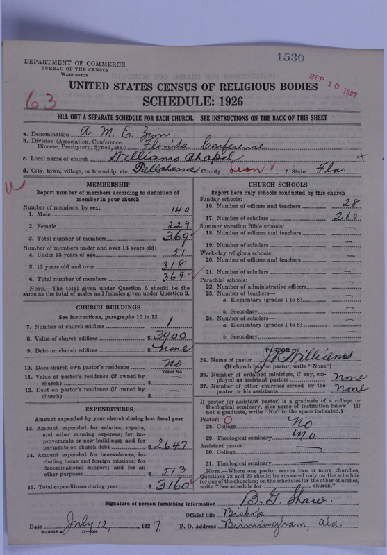 Scan of African Methodist Episcopal Zion Church: 1530
