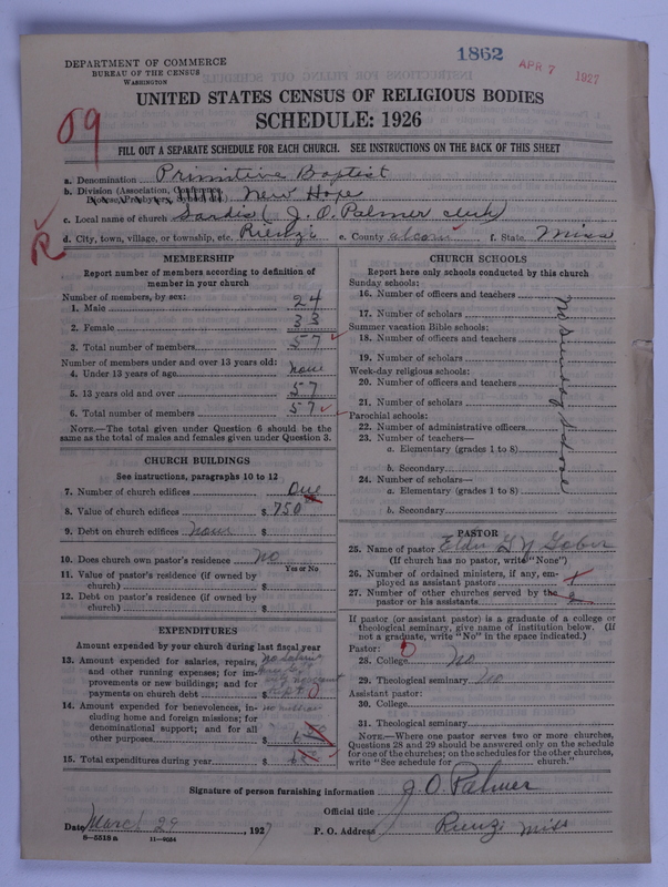Scan of Primitive Baptists: 1862