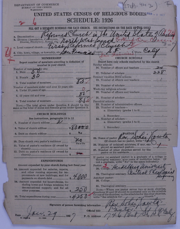 Scan of Reformed Church in the United States: 1709