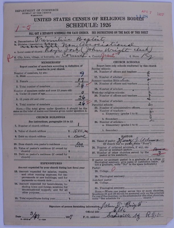 Scan of Primitive Baptists: 1428