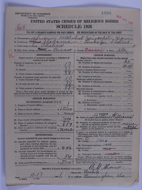 Scan of African Methodist Episcopal Zion Church: 1952