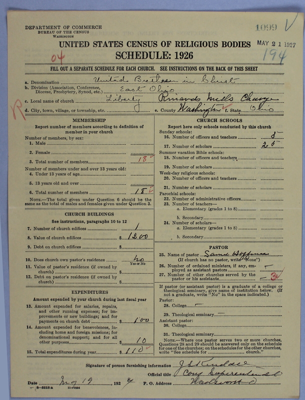 Scan of Church of the United Brethren in Christ: 1099