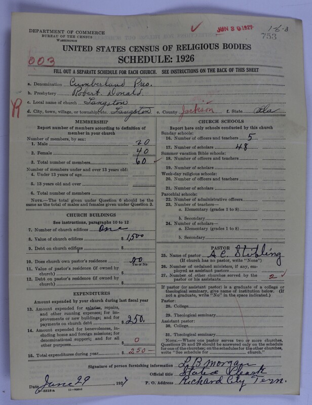 Scan of Cumberland Presbyterian Church: 753