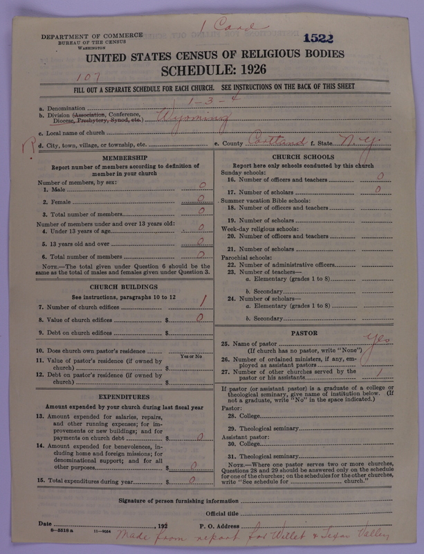 Scan of Methodist Episcopal Church: 1522