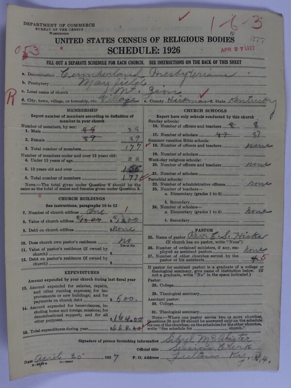 Scan of Cumberland Presbyterian Church: 277