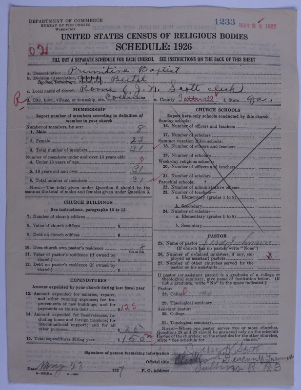 Scan of Primitive Baptists: 1233
