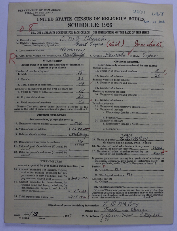 Scan of Colored Methodist Episcopal Church: 2400