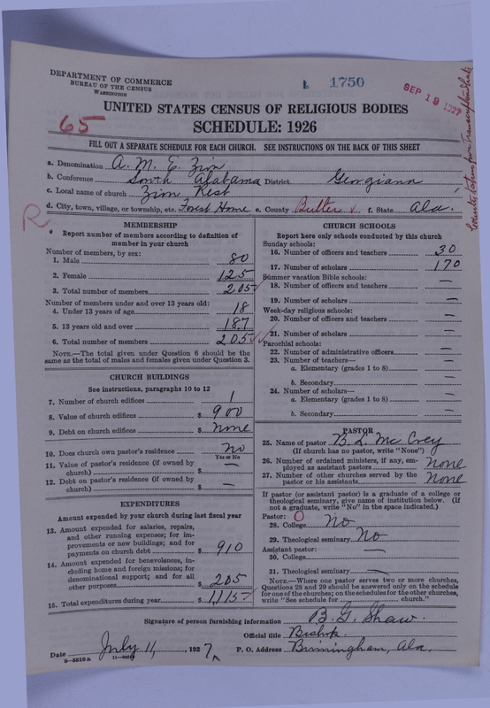 Scan of African Methodist Episcopal Zion Church: 1750