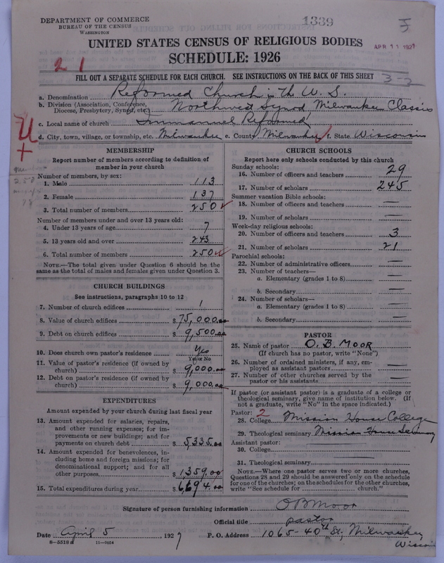 Scan of Reformed Church in the United States: 1339
