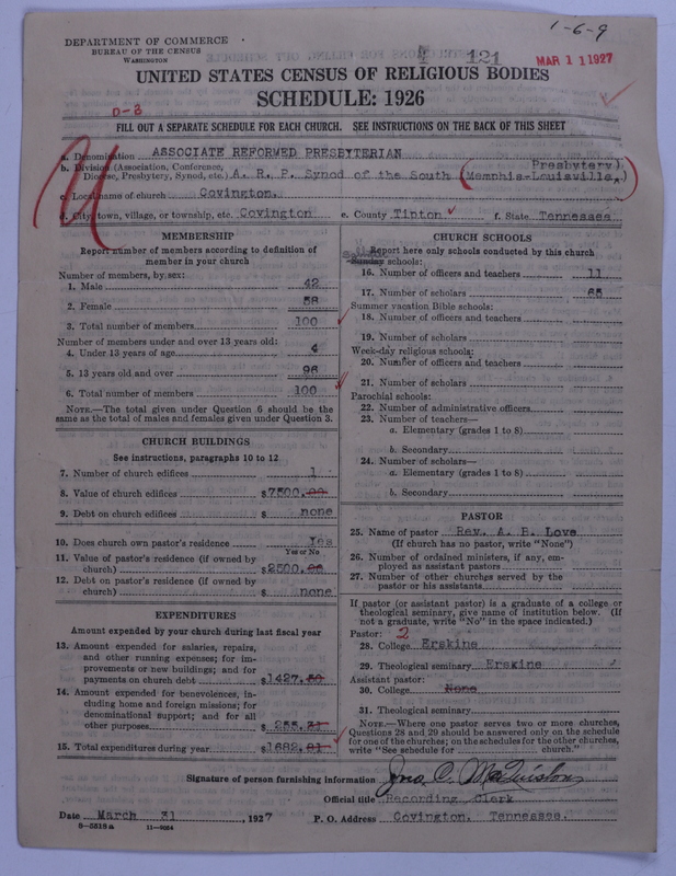 Scan of Associate Reformed Presbyterian Church: 121