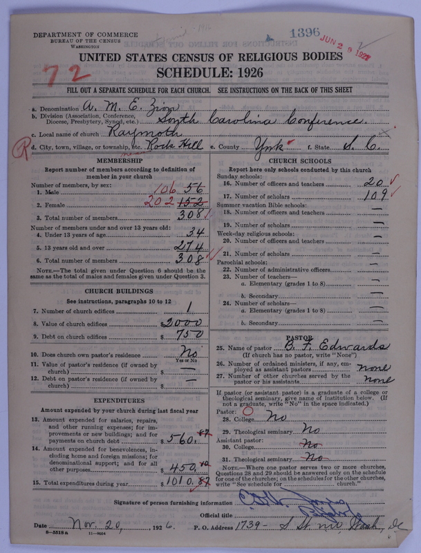 Scan of African Methodist Episcopal Zion Church: 1396