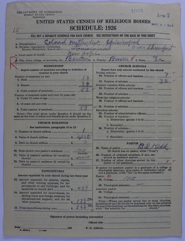 Scan of Colored Methodist Episcopal Church: 1981