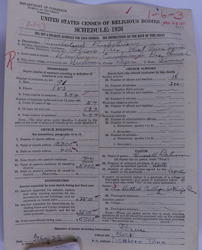 Scan of Cumberland Presbyterian Church: 407