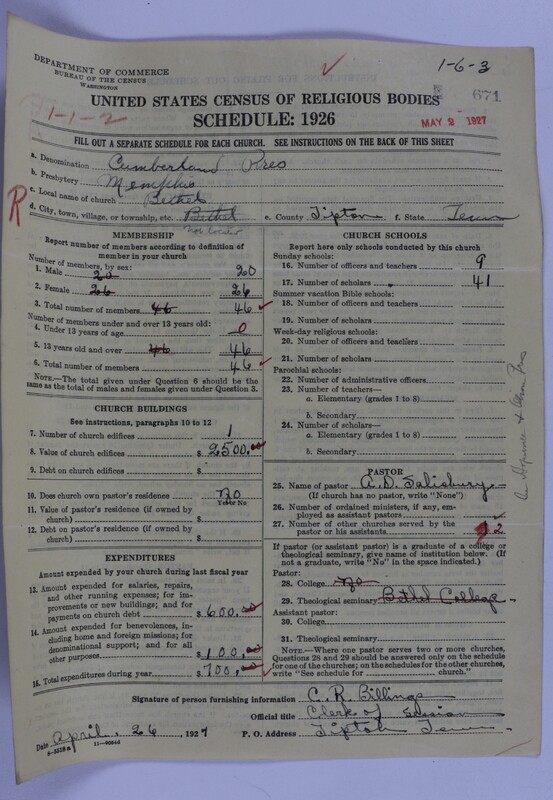 Scan of Cumberland Presbyterian Church: 671