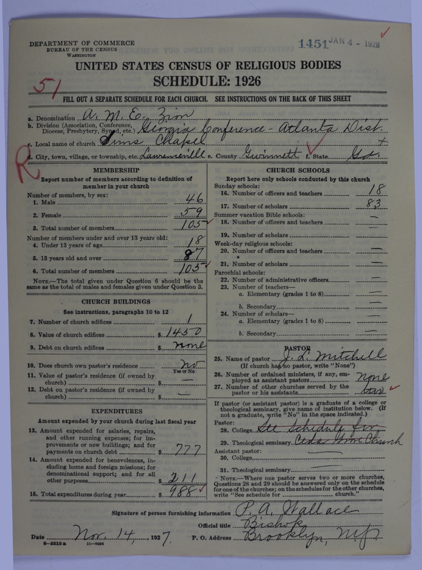 Scan of African Methodist Episcopal Zion Church: 1451