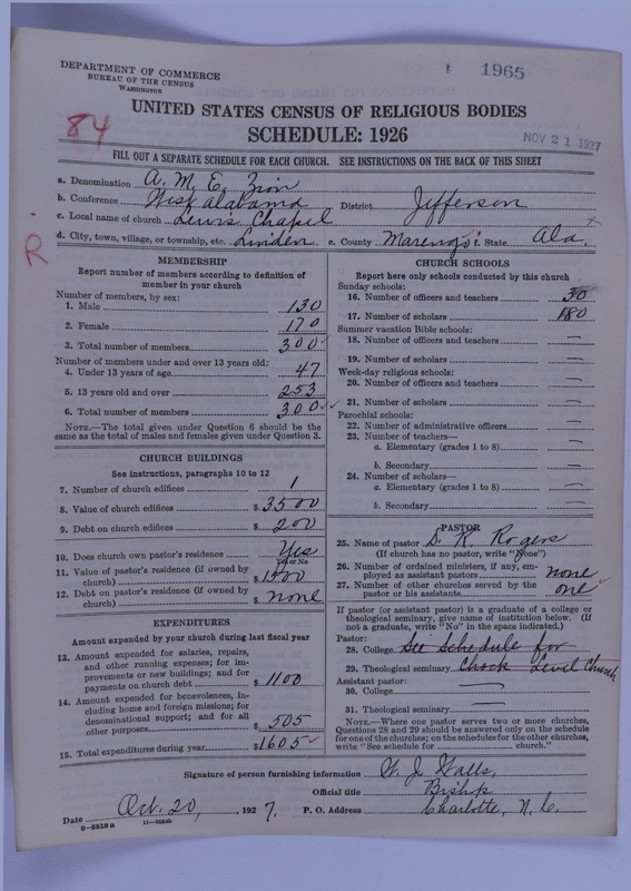 Scan of African Methodist Episcopal Zion Church: 1965