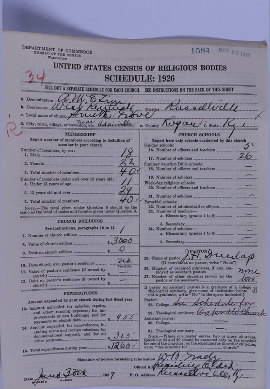 Scan of African Methodist Episcopal Zion Church: 1584