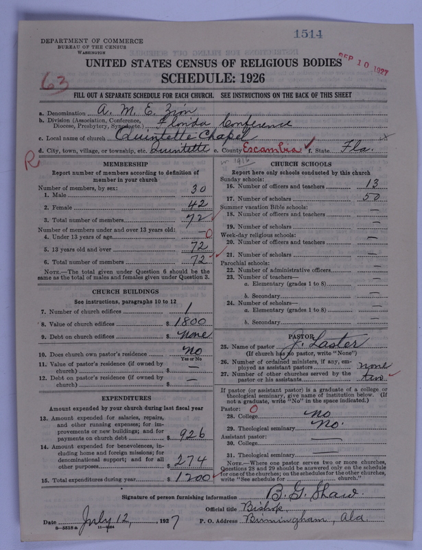 Scan of African Methodist Episcopal Zion Church: 1514