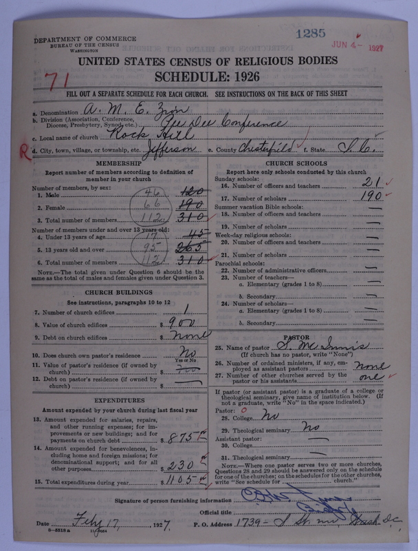 Scan of African Methodist Episcopal Zion Church: 1285