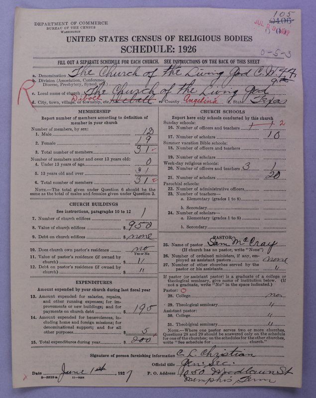 Scan of Church of the Living God, Christian Workers for Fellowship: 105
