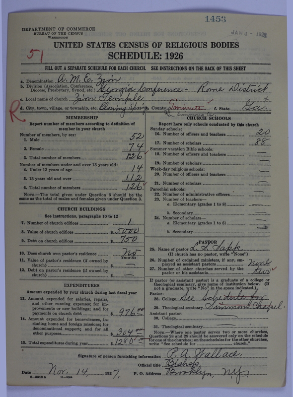 Scan of African Methodist Episcopal Zion Church: 1453