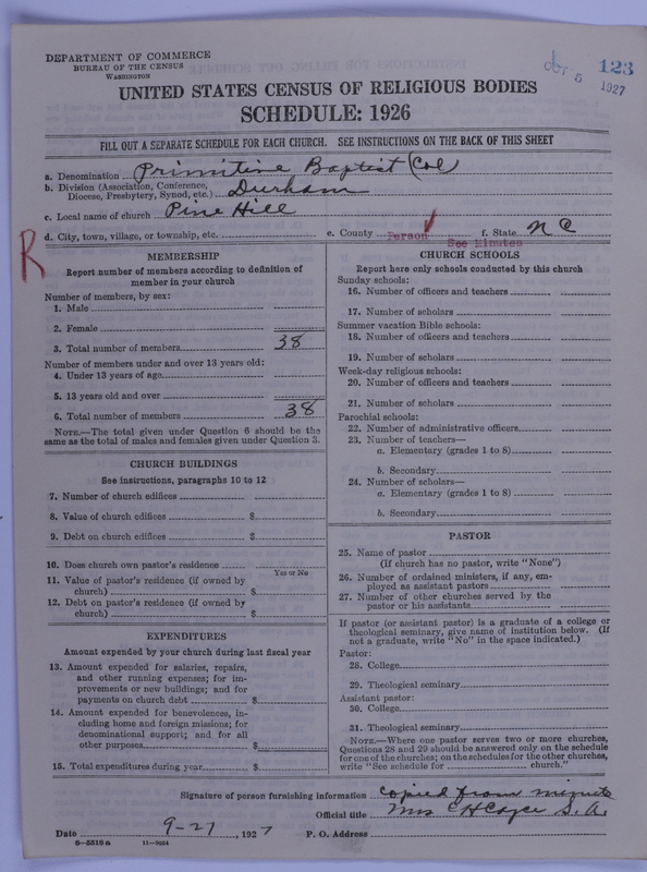 Scan of Colored Primitive Baptists: 123
