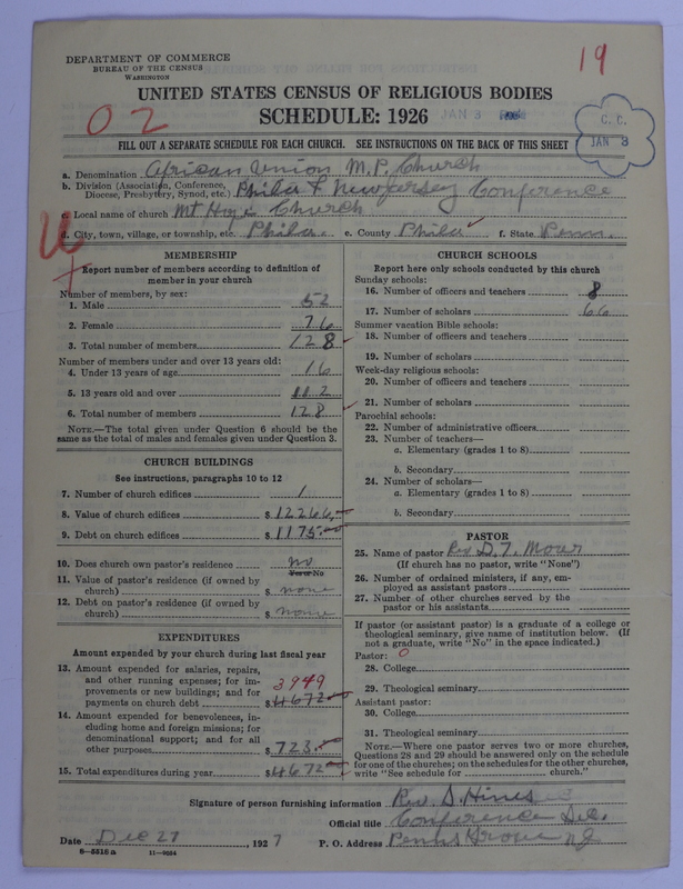 Scan of African Union Methodist Protestant Church: 19