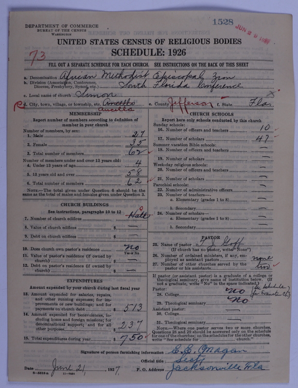 Scan of African Methodist Episcopal Zion Church: 1528