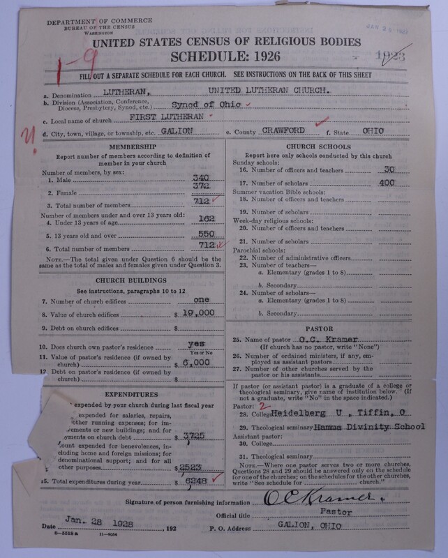 Scan of United Lutheran Church in America: 1923