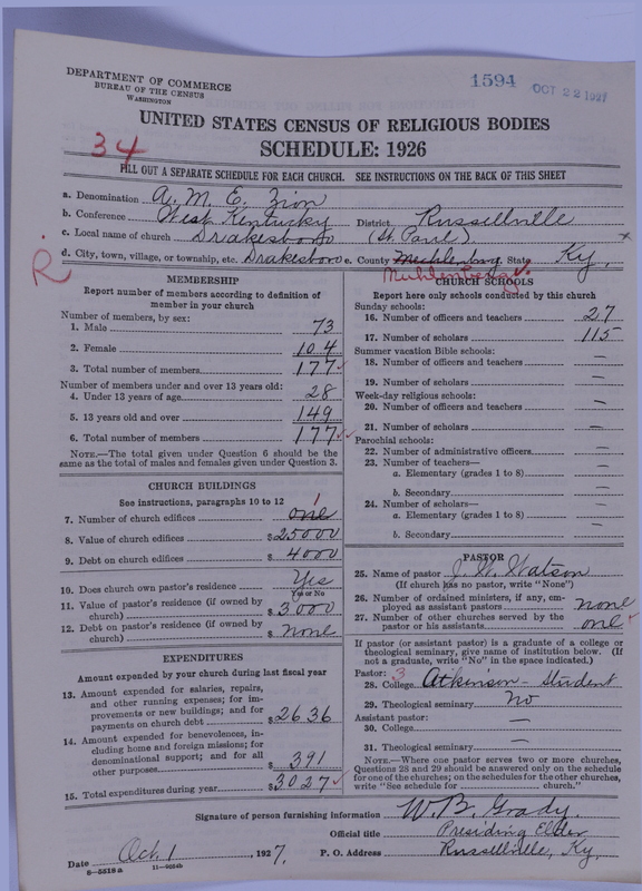 Scan of African Methodist Episcopal Zion Church: 1594