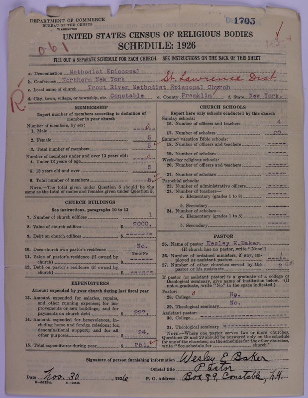 Scan of Methodist Episcopal Church: 1705