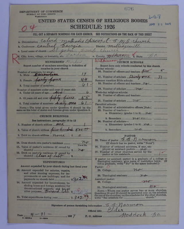 Scan of Colored Methodist Episcopal Church: 676