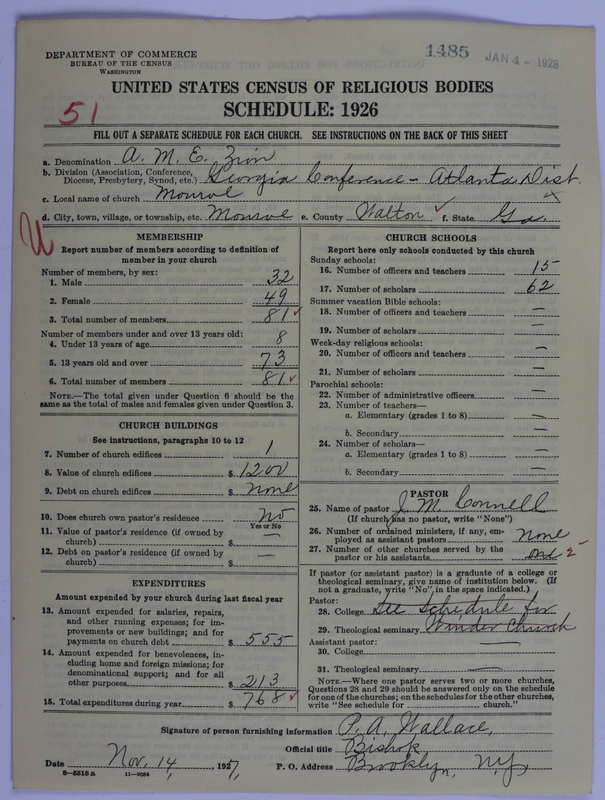 Scan of African Methodist Episcopal Zion Church: 1485
