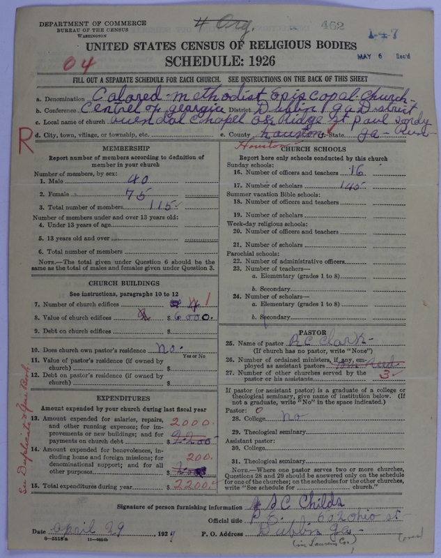 Scan of Colored Methodist Episcopal Church: 462