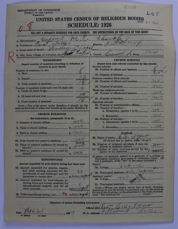 Scan of Colored Methodist Episcopal Church: 2209