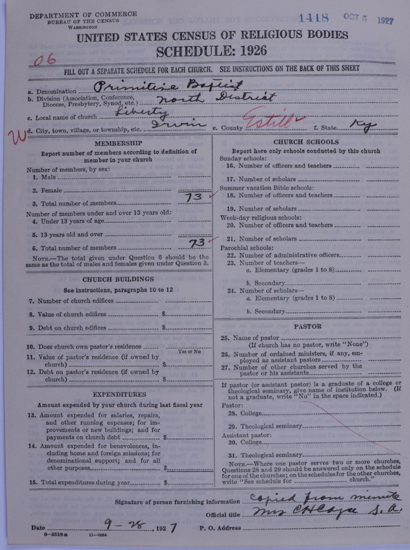 Scan of Primitive Baptists: 1418