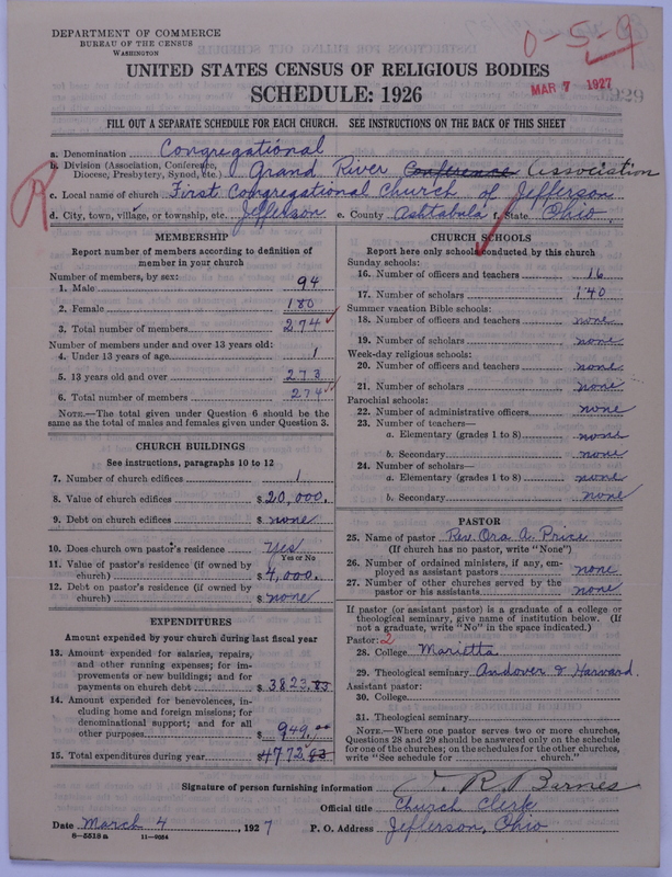 Scan of Congregational Churches: 1929