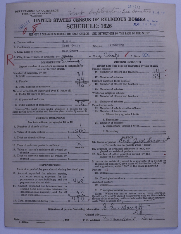 Scan of Colored Methodist Episcopal Church: 2210