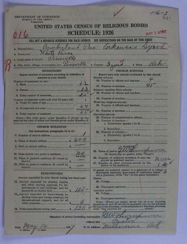 Scan of Cumberland Presbyterian Church: 847