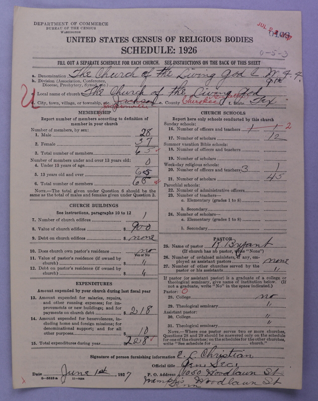 Scan of Church of the Living God, Christian Workers for Fellowship: 109