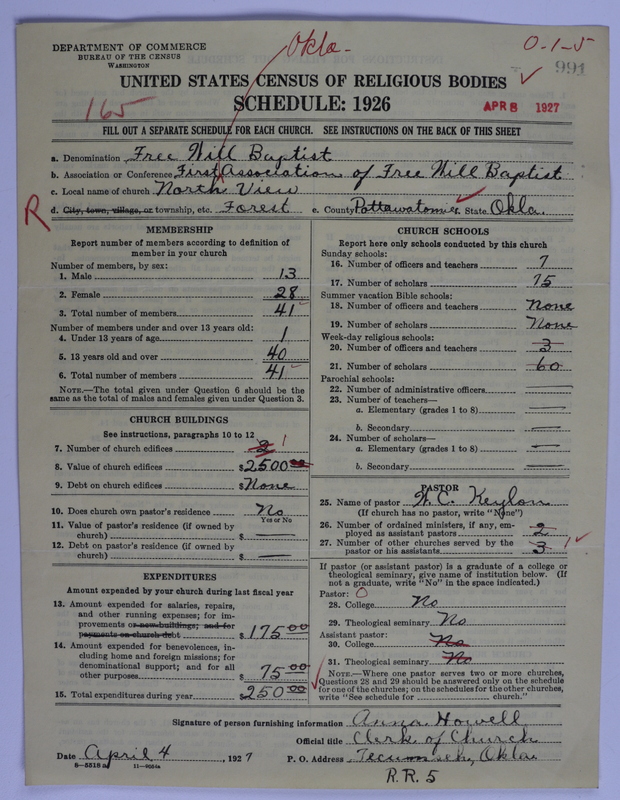Scan of Free Will Baptists: 991